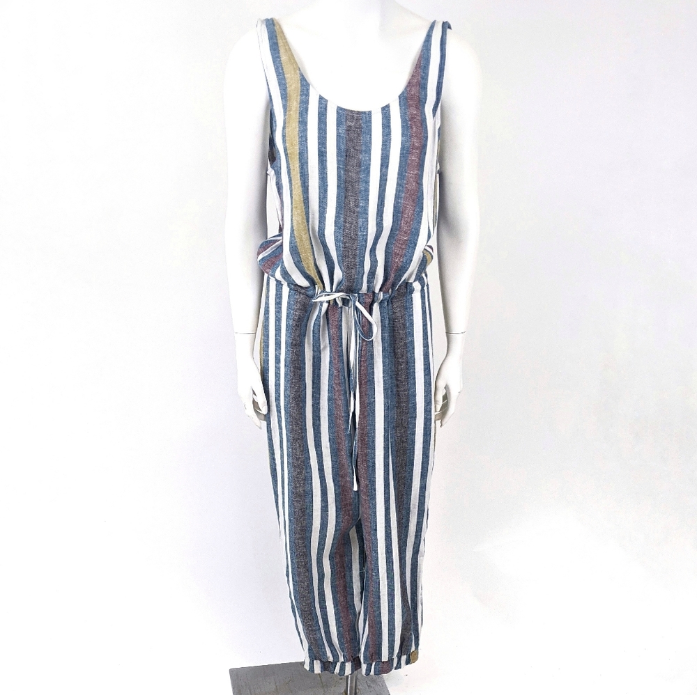 Anthropologie Drew Tank Jogger Linen Jumpsuit L